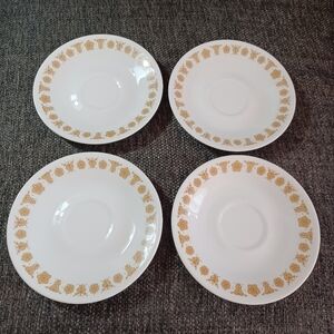 Vintage Corelle Butterfly Gold 6.5" Bread Dessert Plates Retro Flower Set Of 4